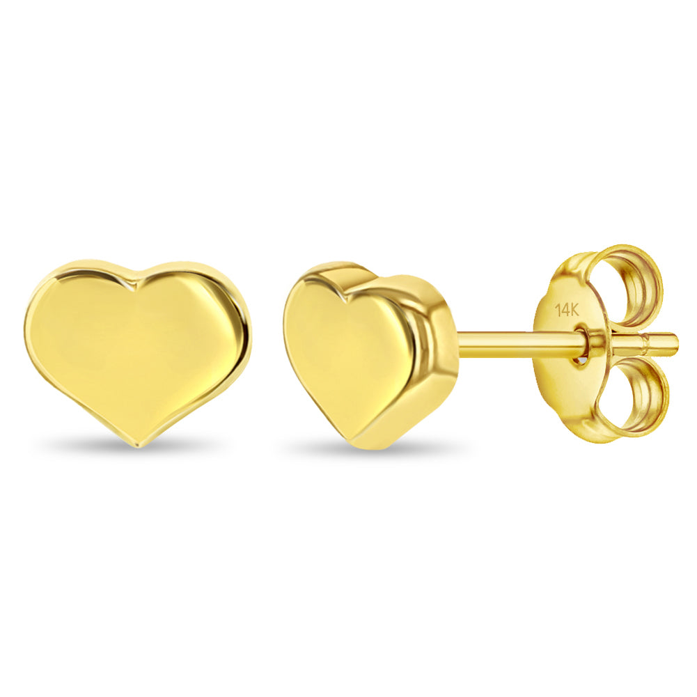 14k Gold TIny Puffed Heart Kids / Children's / Girls Earrings