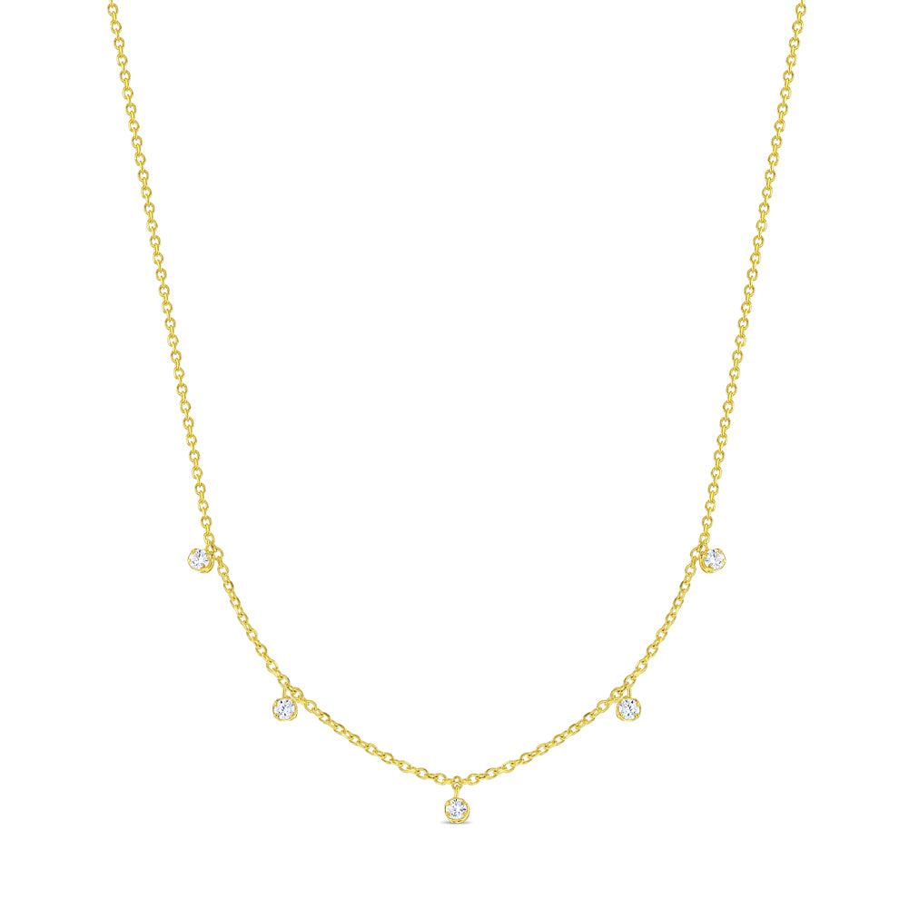 14k Gold Dainty Multicharm Clear CZ 16