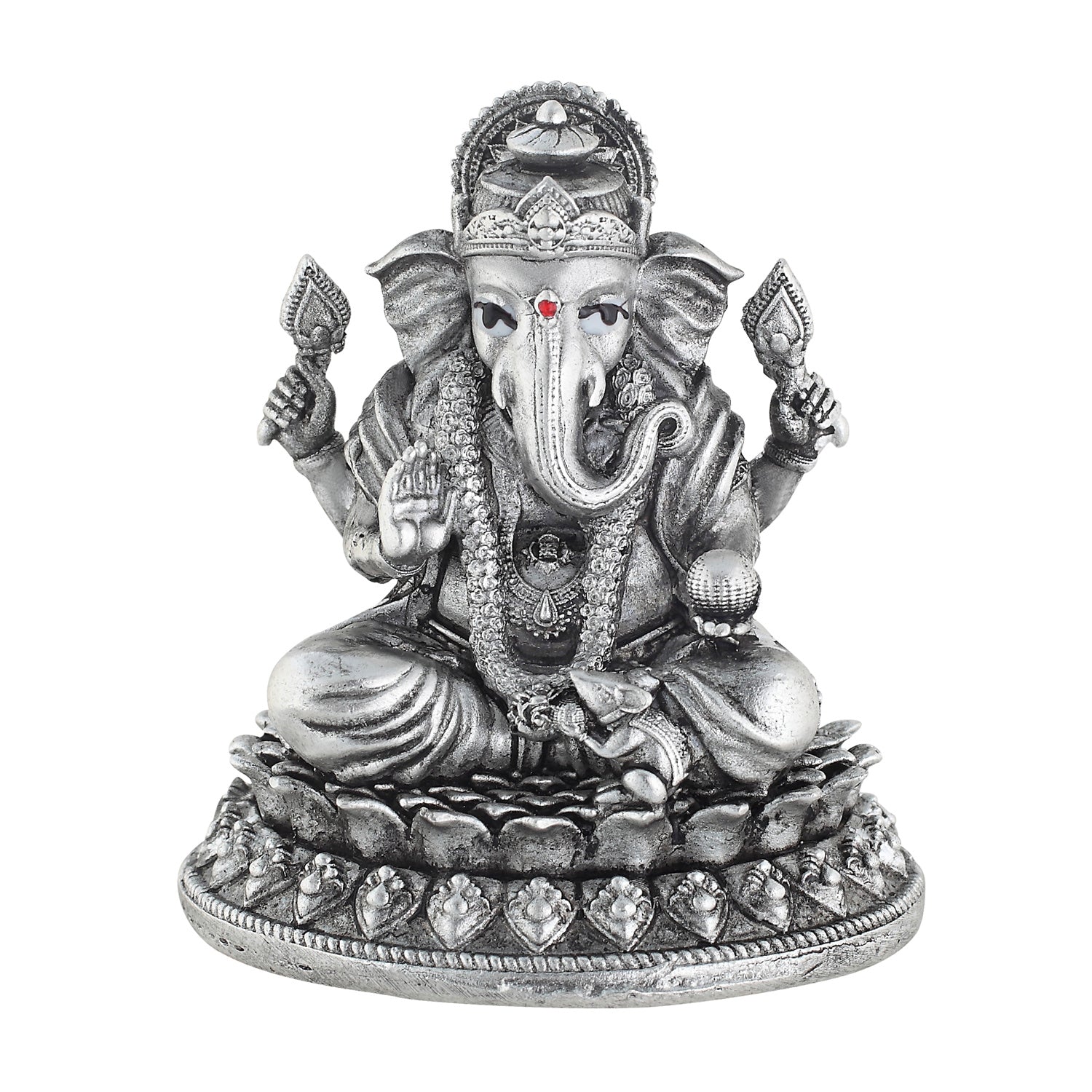 Silver Ganesha Murti Antique Look God Idol