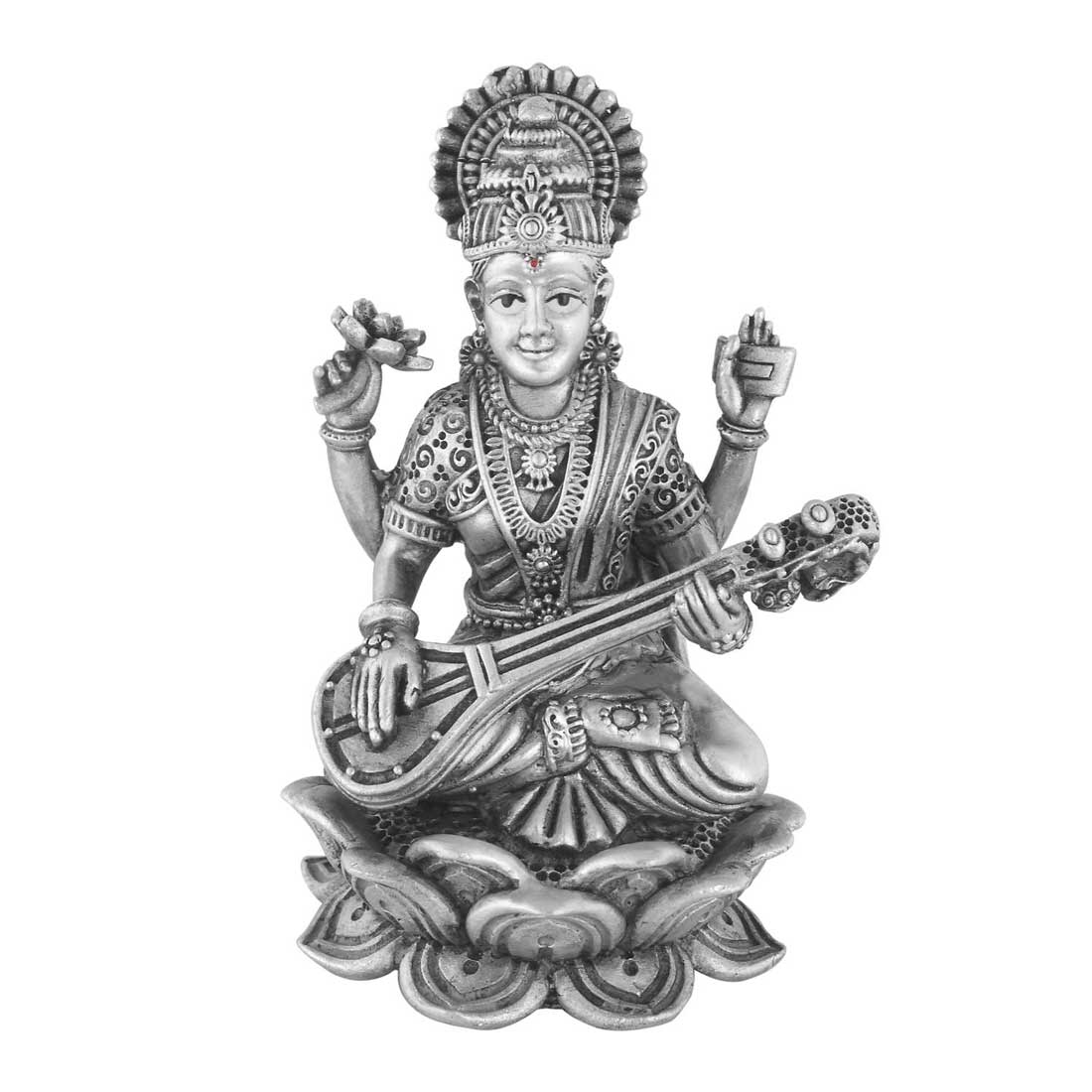 Silver 925 Maa Saraswati Idol – Divine Goddess Murti for Pooja & Décor