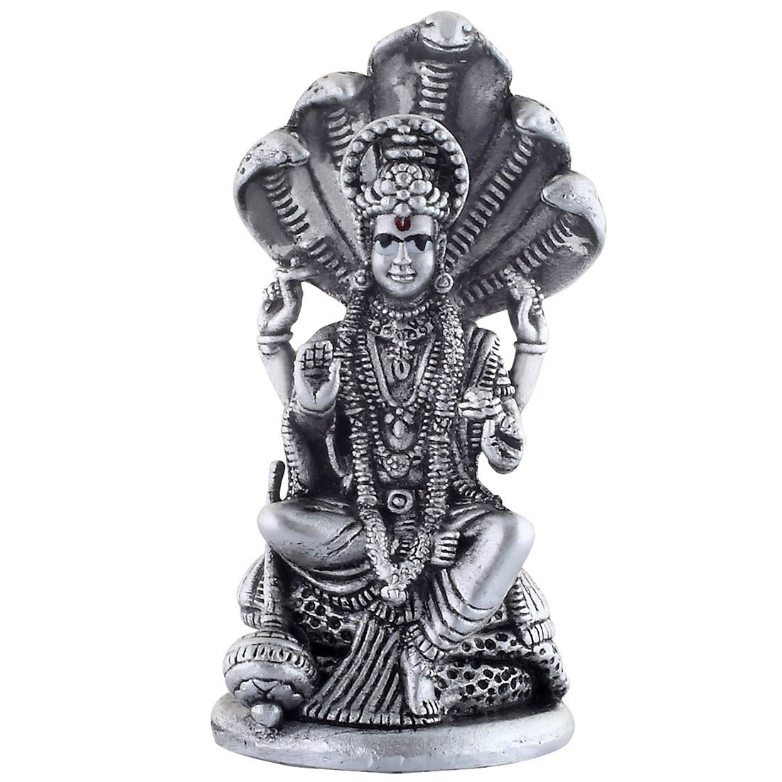 Silver Vishnu with Sheshnaag Idol Statue ~ CaratCafe