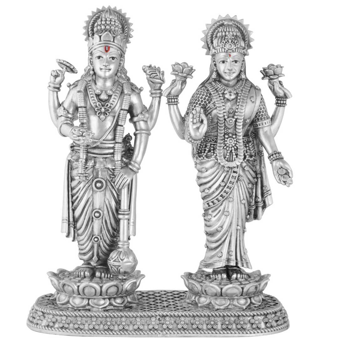 Silver 925 Vishnu Laxmi Idol Statue, God Narayan Lakshmi Murti