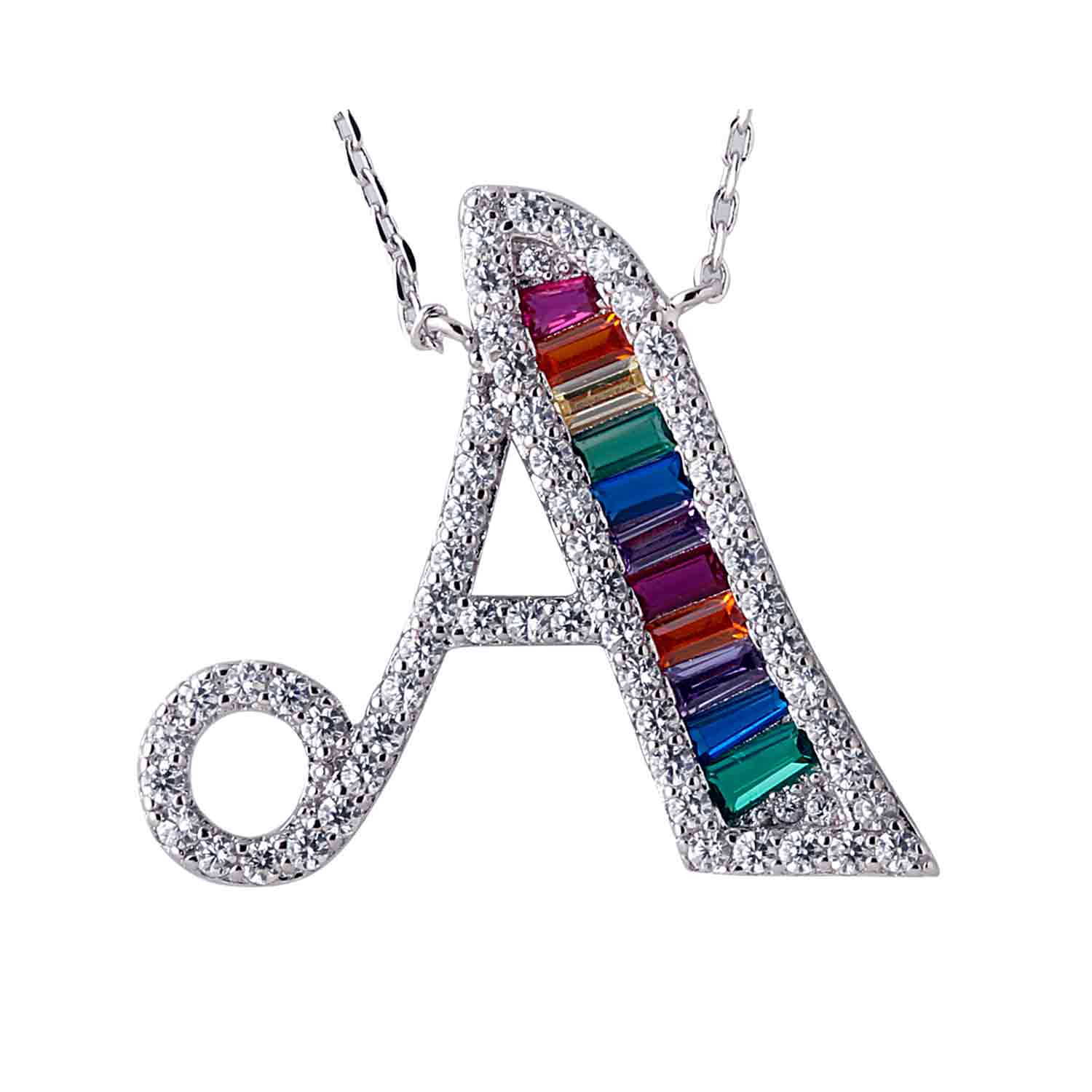 Alphabet A 925 Silver Pendant With Chain