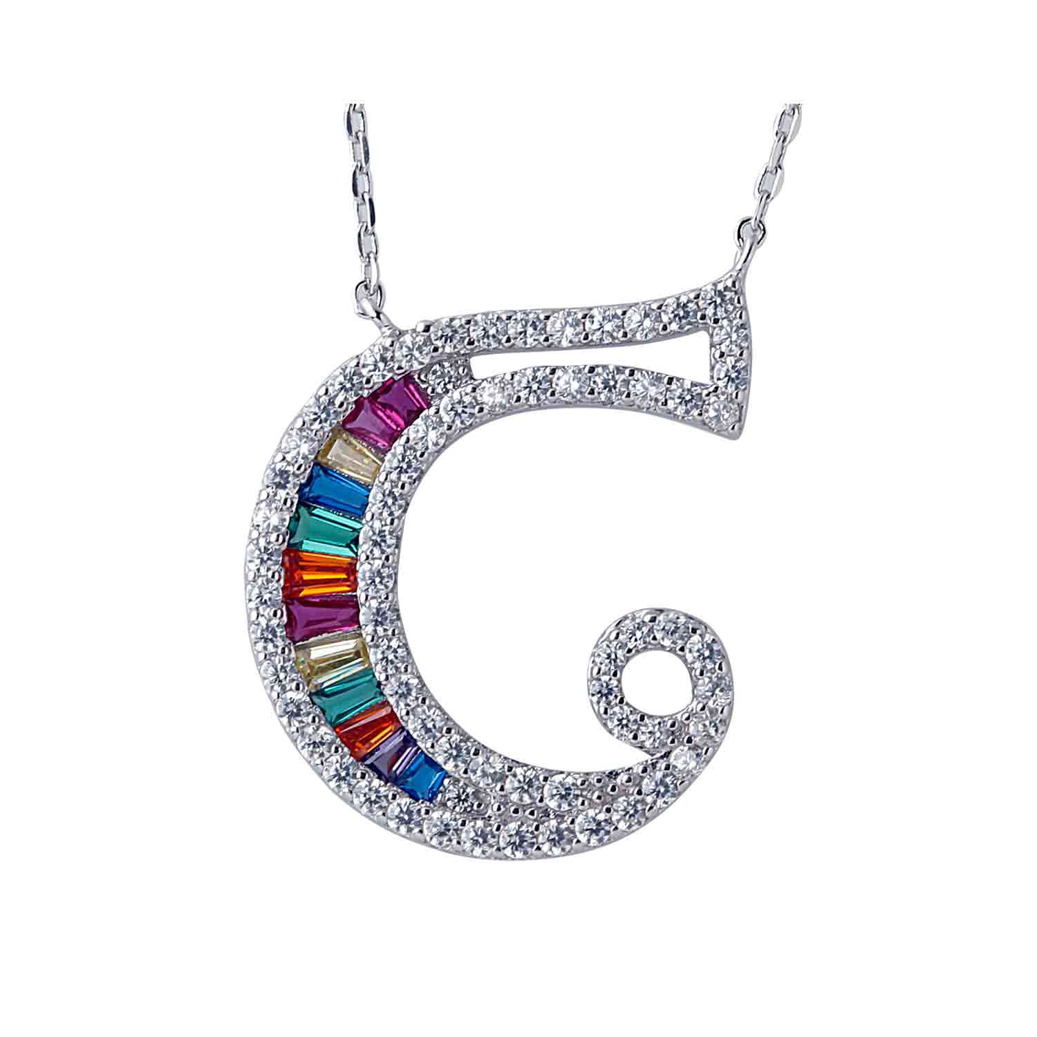 Alphabet C 925 Silver Pendant With Chain
