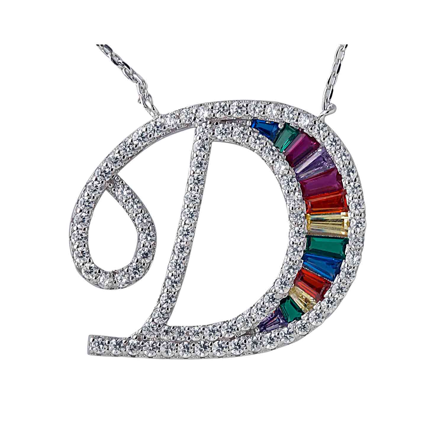 Alphabet D 925 Silver Pendant With Chain