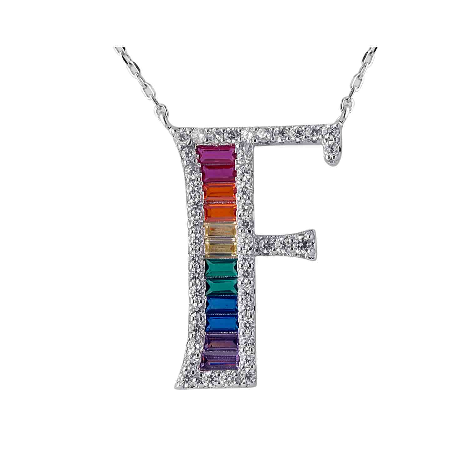 Alphabet F 925 Silver Pendant With Chain