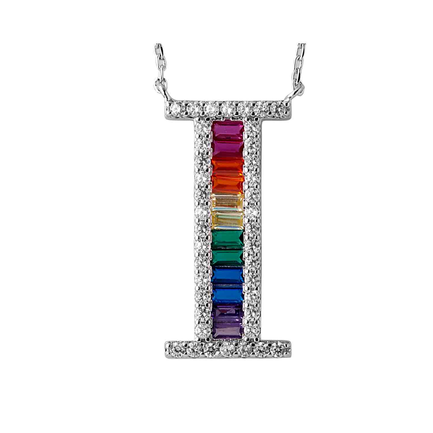 Alphabet I 925 Silver Pendant With Chain