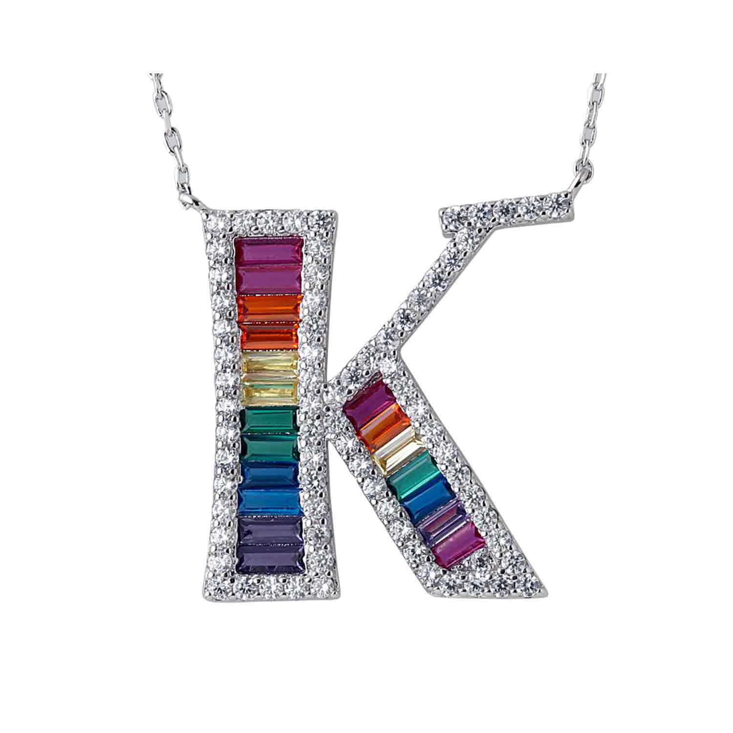 Alphabet K 925 Silver Pendant With Chain