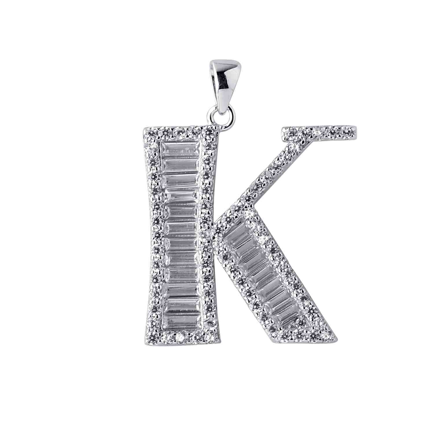 Alphabet K 925 Silver Pendant