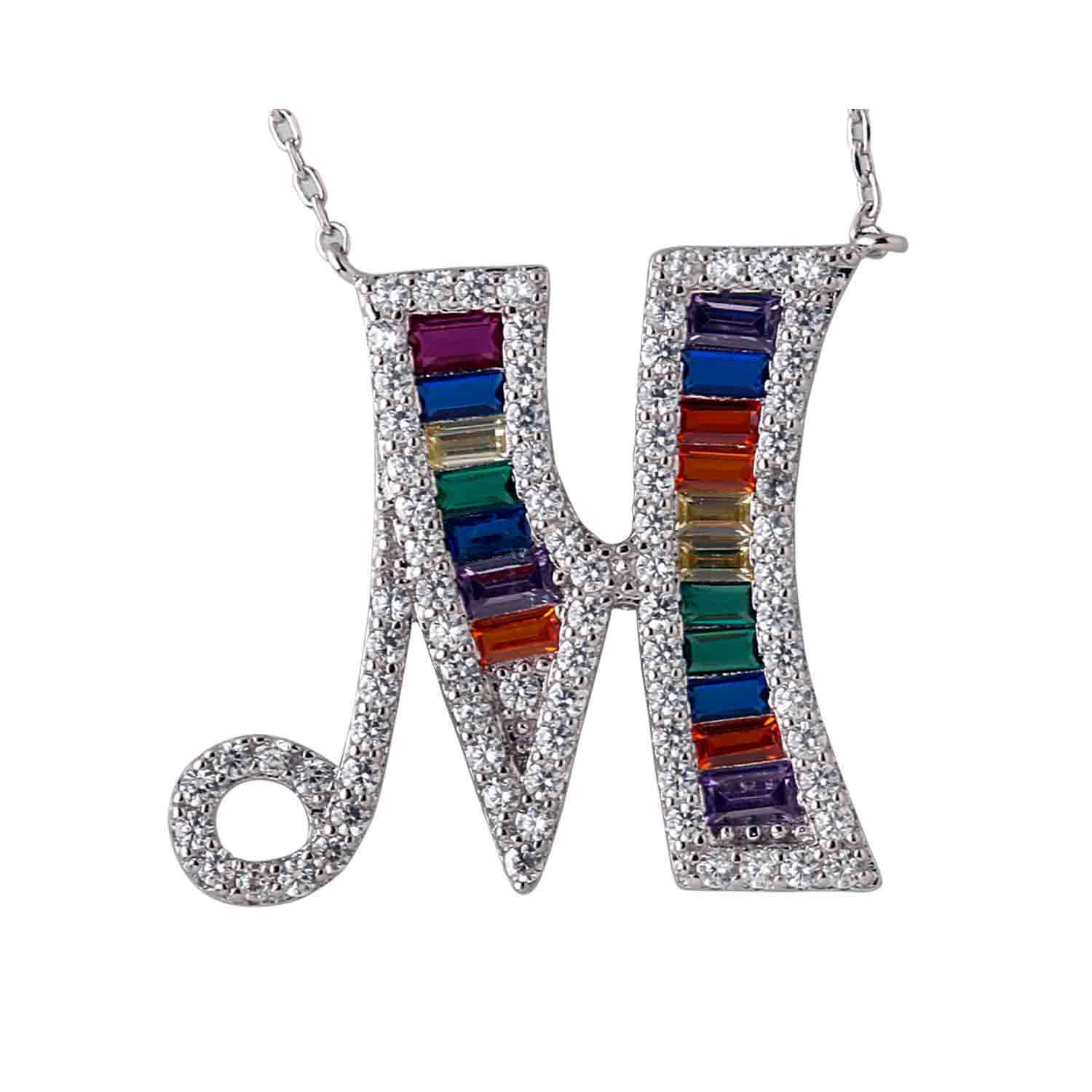 Alphabet M 925 Silver Pendant With Chain