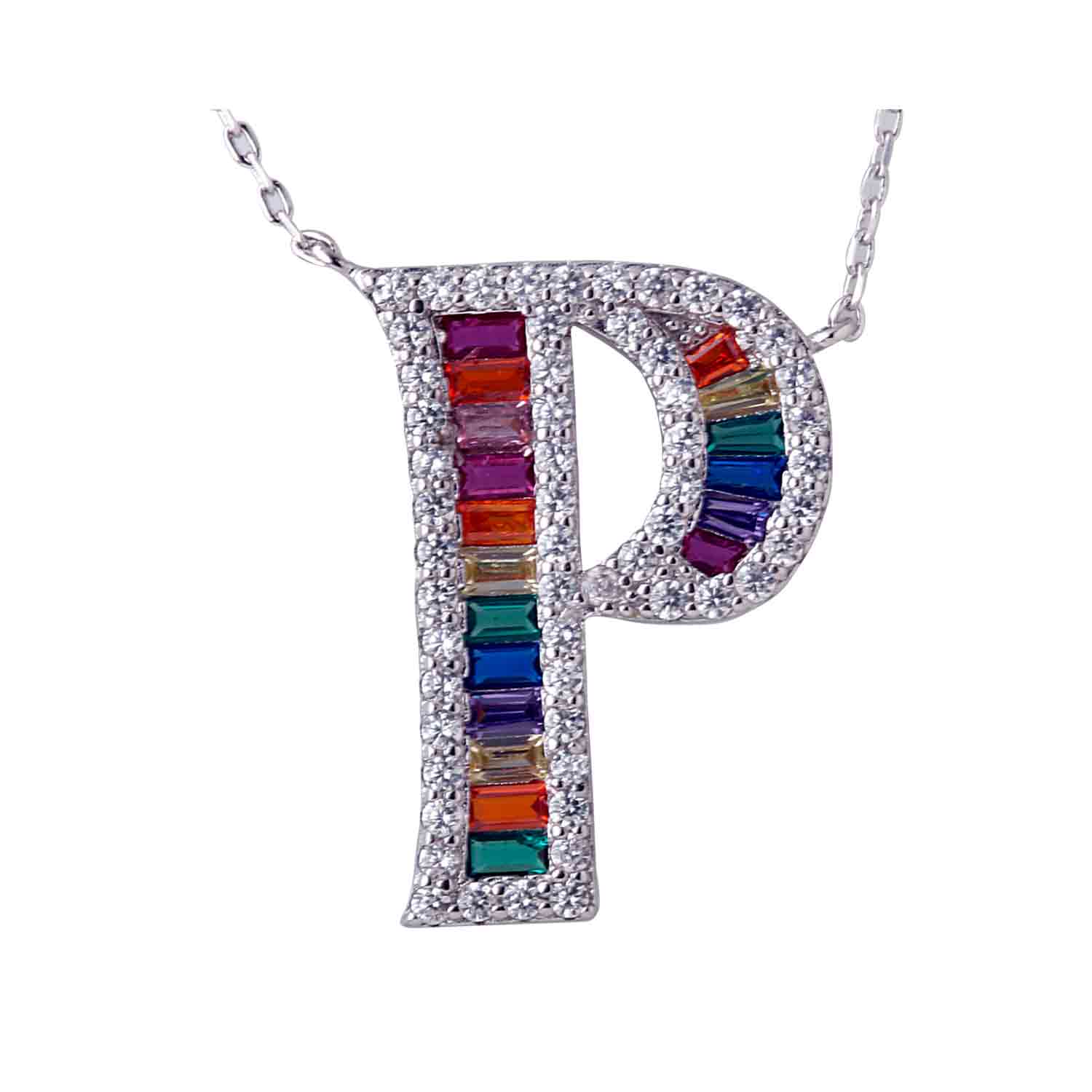 Alphabet P 925 Silver Pendant With Chain