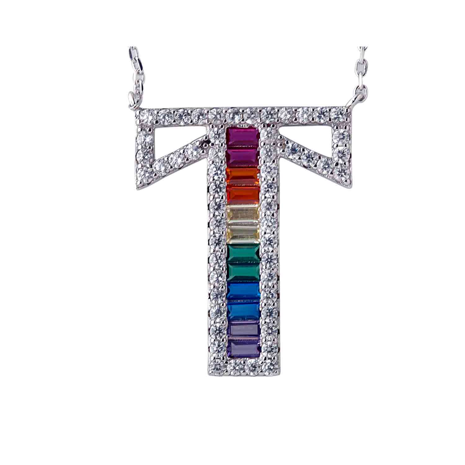 Alphabet T 925 Silver Pendant With Chain