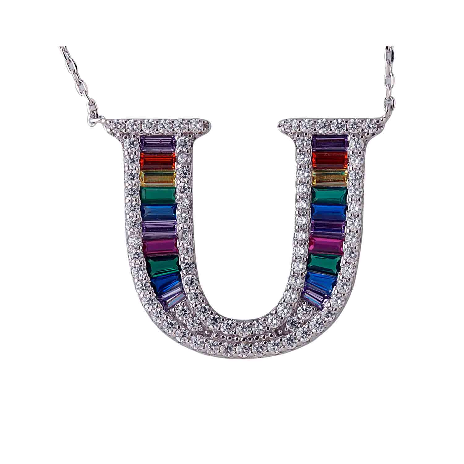 Alphabet U 925 Silver Pendant With Chain