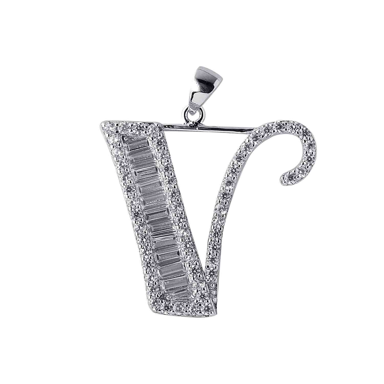 Alphabet V 925 Silver Pendant