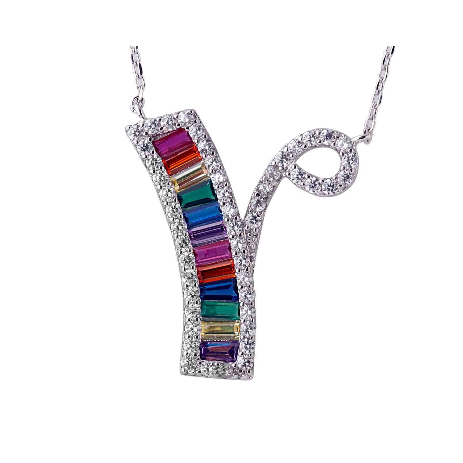 Alphabet Y 925 Silver Pendant With Chain