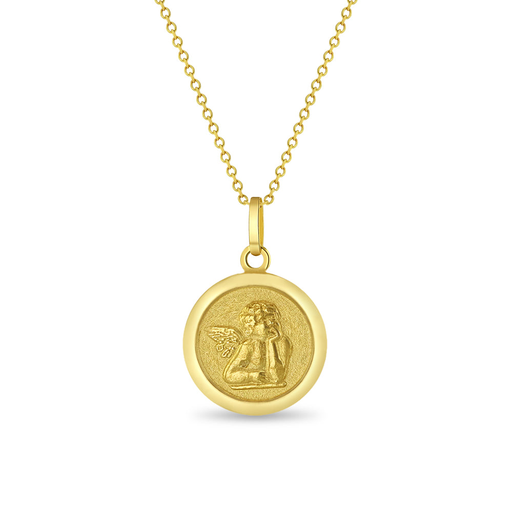 14k Gold Guardian Angel Medal Baby / Toddler / Kids Pendant/Necklace