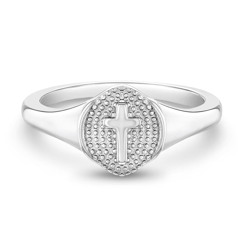Signet Cross Size 2-5 Baby / Toddler / Kids Ring Religious - Sterling Silver