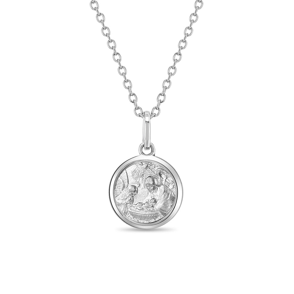 Baptism Medal 11mm Toddler/Kids Necklace Religious - Sterling Silver