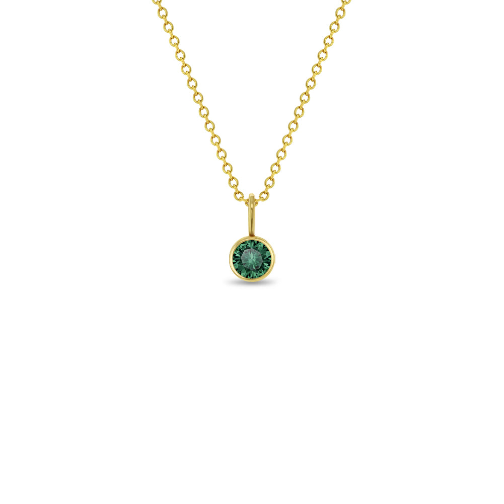 14k Gold Round Emerald Preteen / Teen Pendant/Necklace