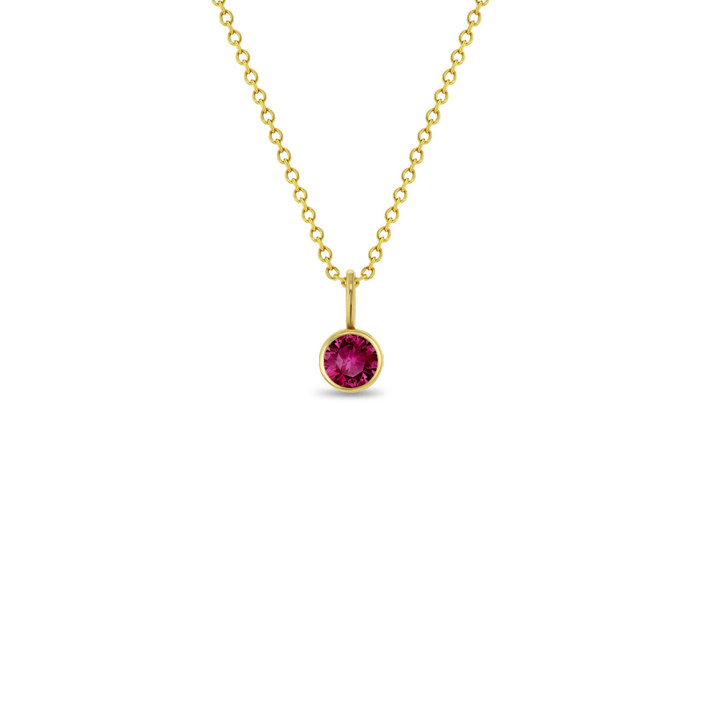 14k Gold Round Ruby Preteen / Teen Pendant/Necklace