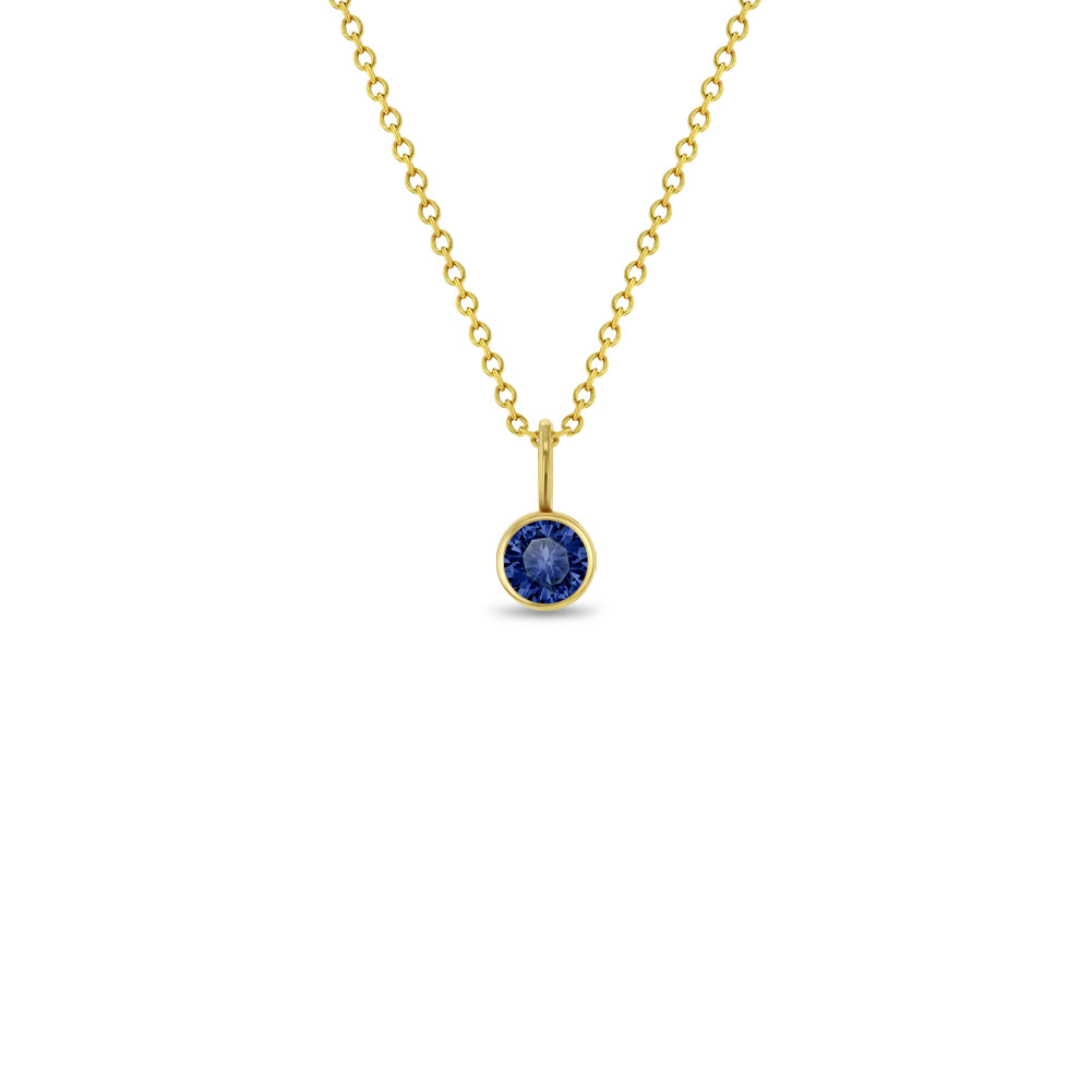 14k Gold Round Sapphire Preteen / Teen Pendant/Necklace