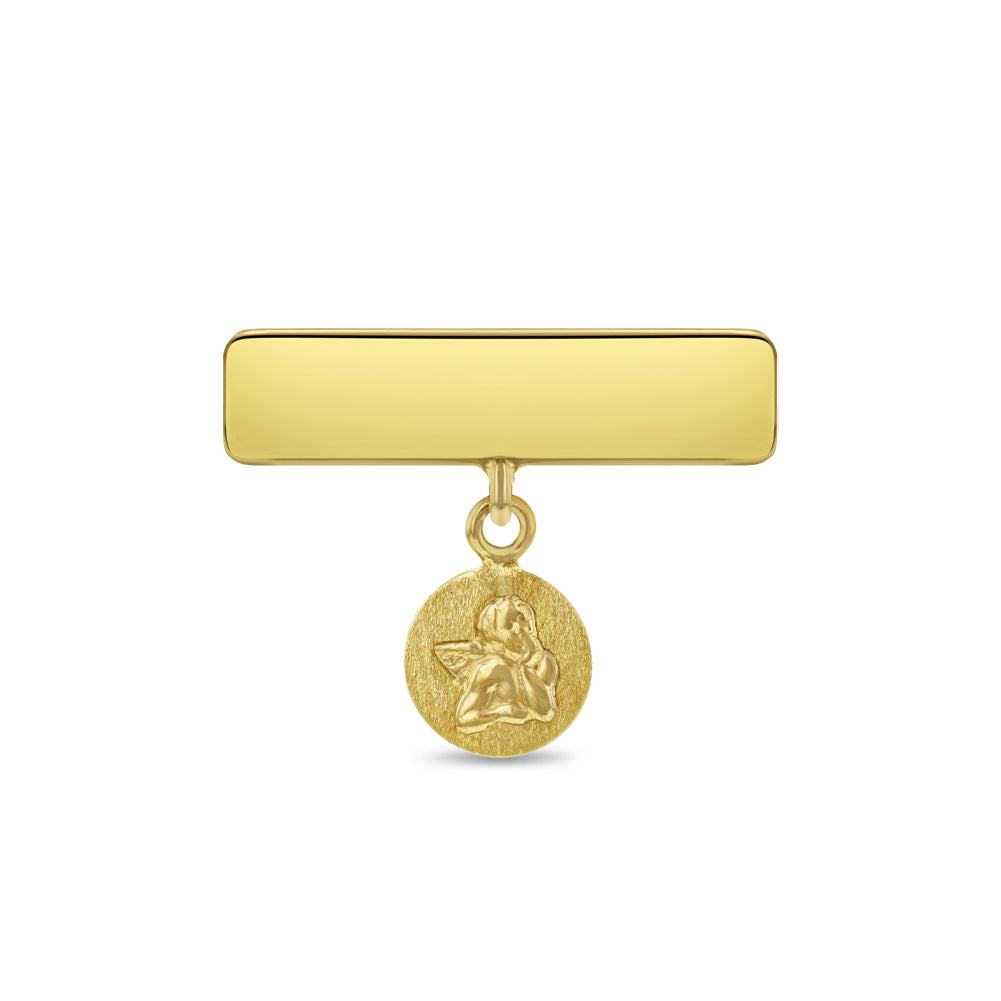 14k Gold Engravable Angel Charm Baby / Toddler / Kids Safety Pin Brooch