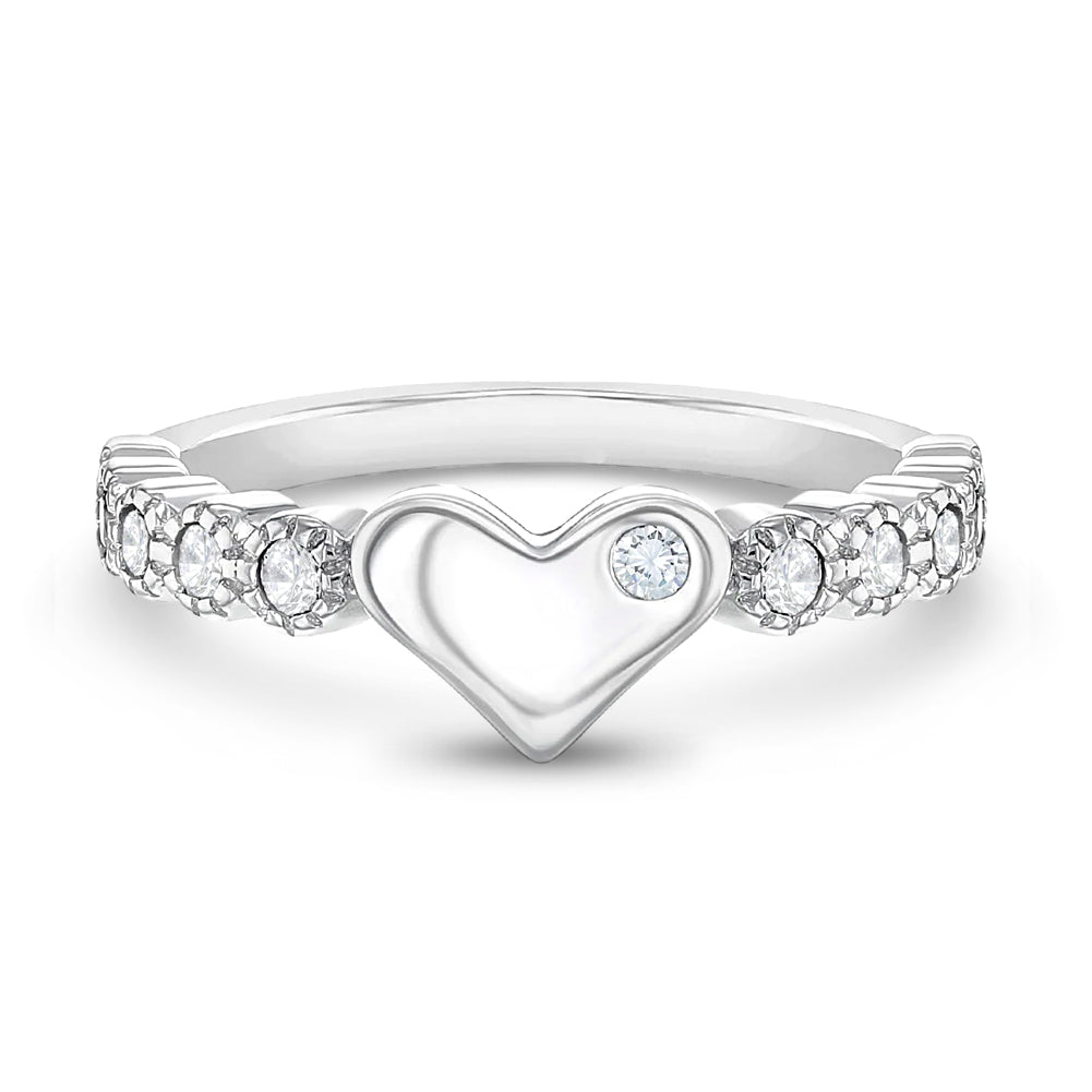 Clear Heart & Band CZ Size 2-5 Baby / Toddler / Kids Ring - Sterling Silver