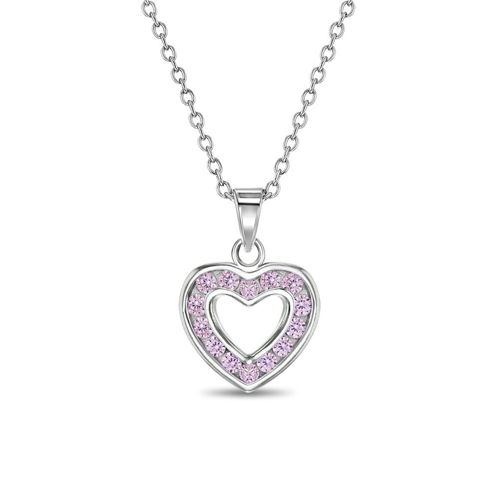 Open CZ Heart Kids / Children's / Girls Pendant/Necklace - Sterling Silver