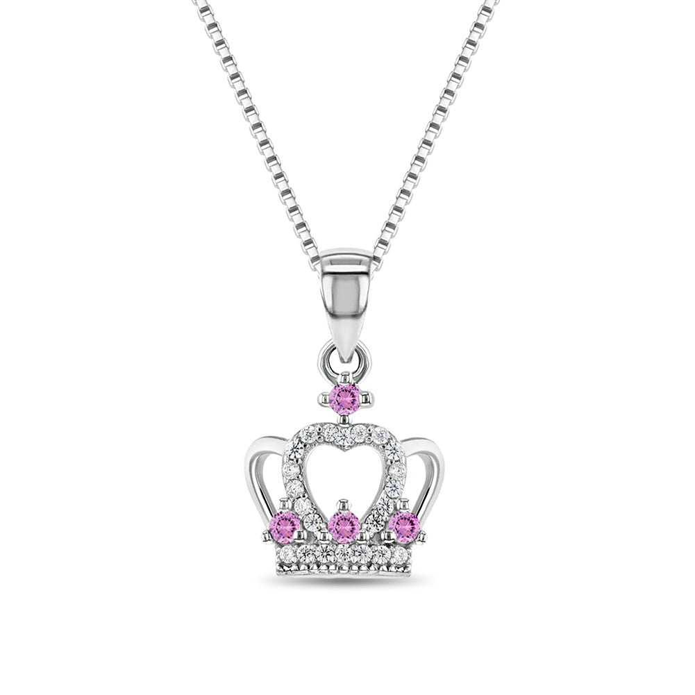 Queen for a Day Crown Kids / Children's / Girls Pendant/Necklace - Sterling Silver