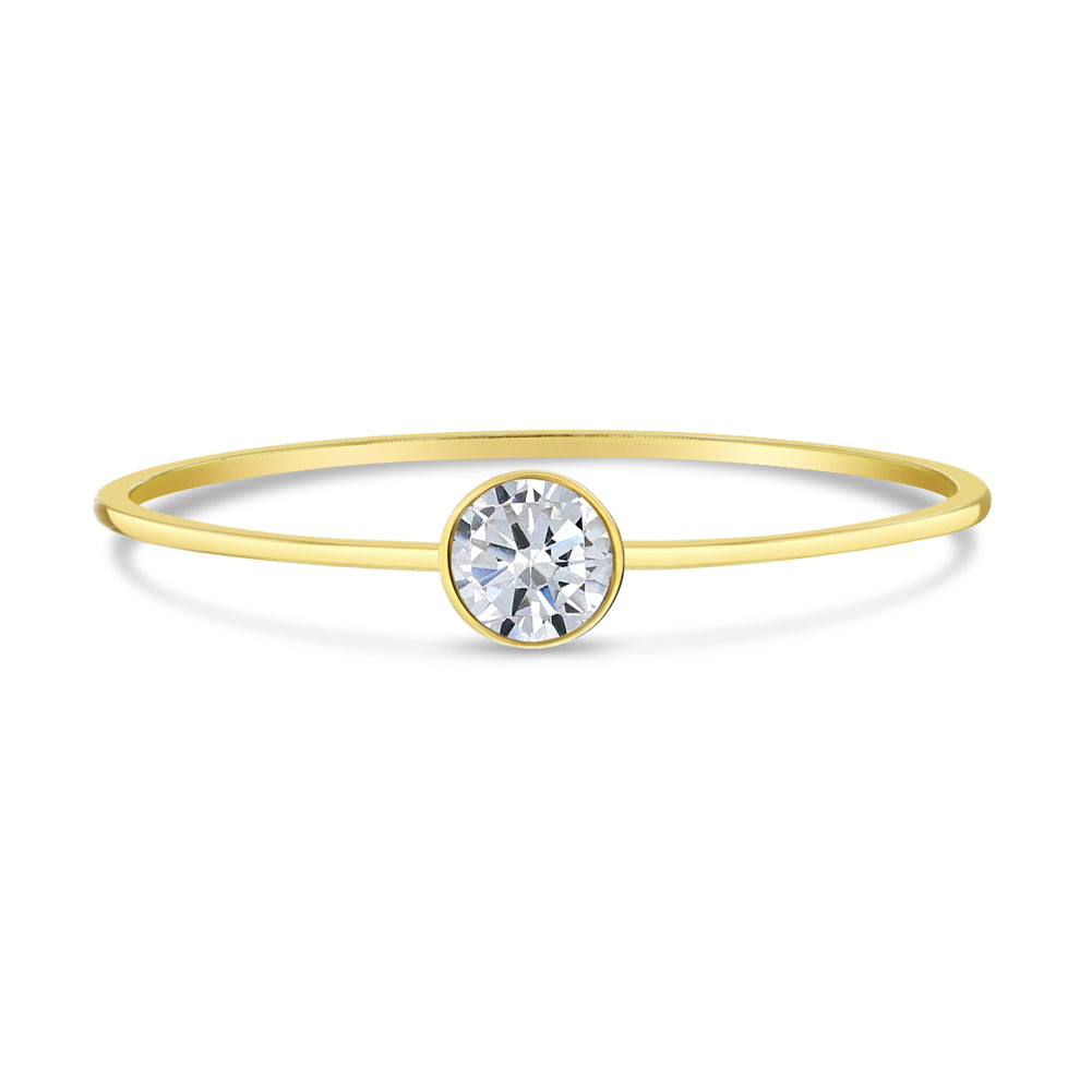 14k Gold Cubic Zirconia Solitaire Size 7 Preteen / Teen Ring