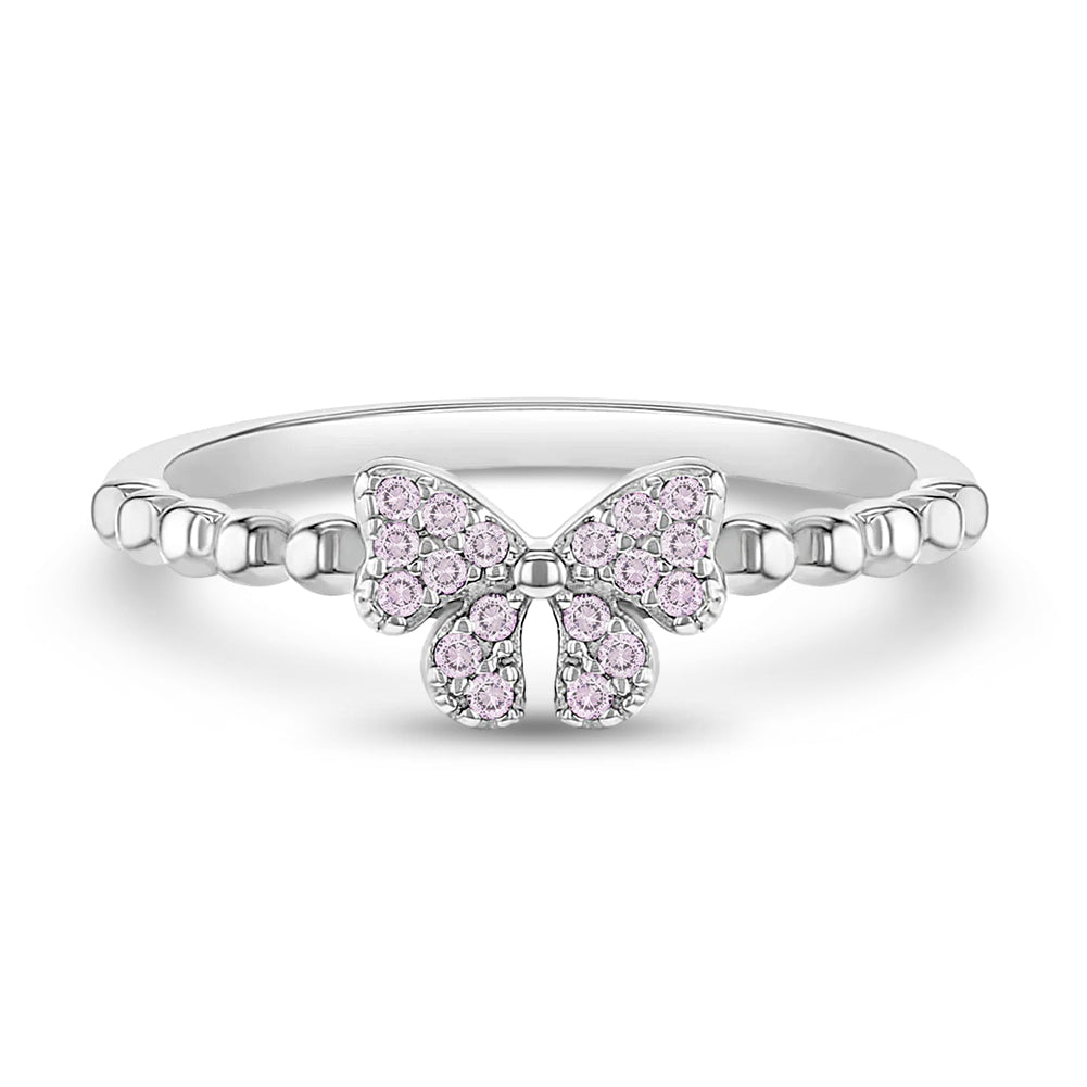 CZ Bow Tie Size 2-5 Baby / Toddler / Kids Ring - Sterling Silver