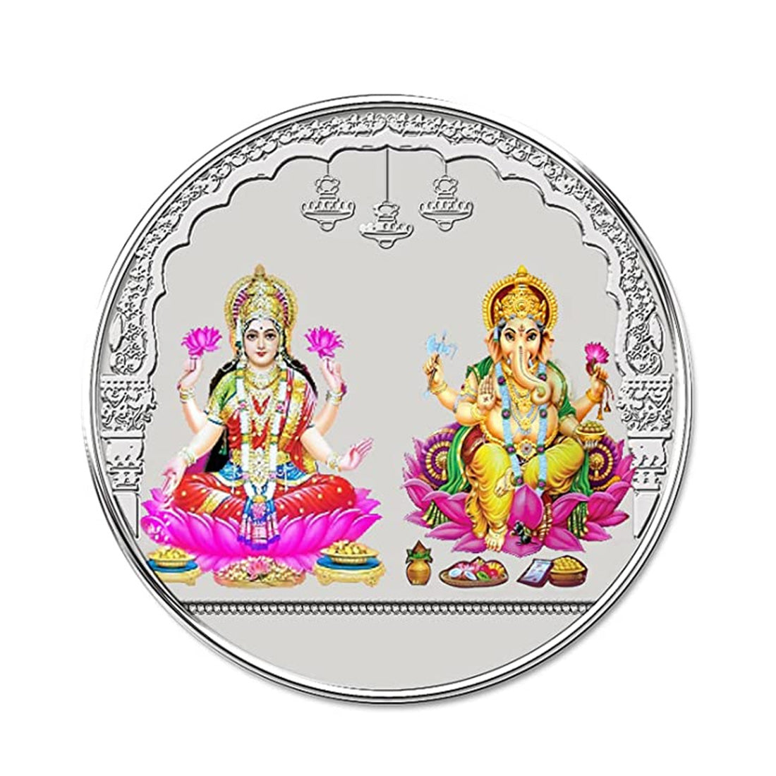 Color Pure Silver Coin 10 Grams Lakshmi Ganesh For Pooja