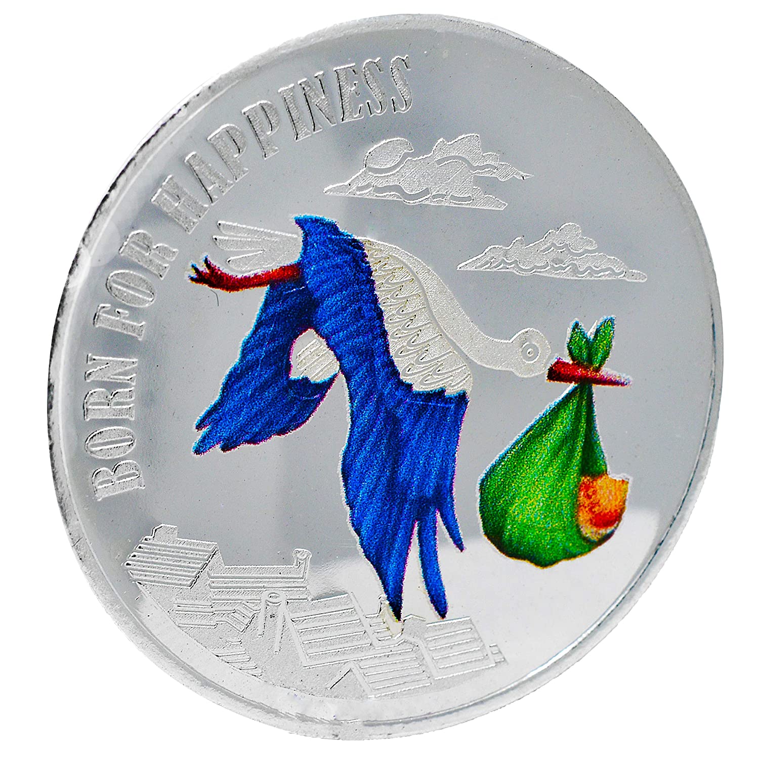 CARATCAFE Pure Silver 999 Coin (10 Grams) for Happy Birthday, New Born Babies Gift Pack for Good Wishes & Love, 38 mm