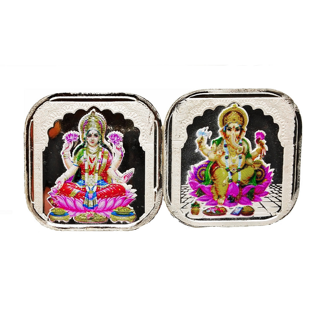 CARATCAFE Silver 999 Coin Lakshmi Ganesh 3D Print Coins, Pack of 2