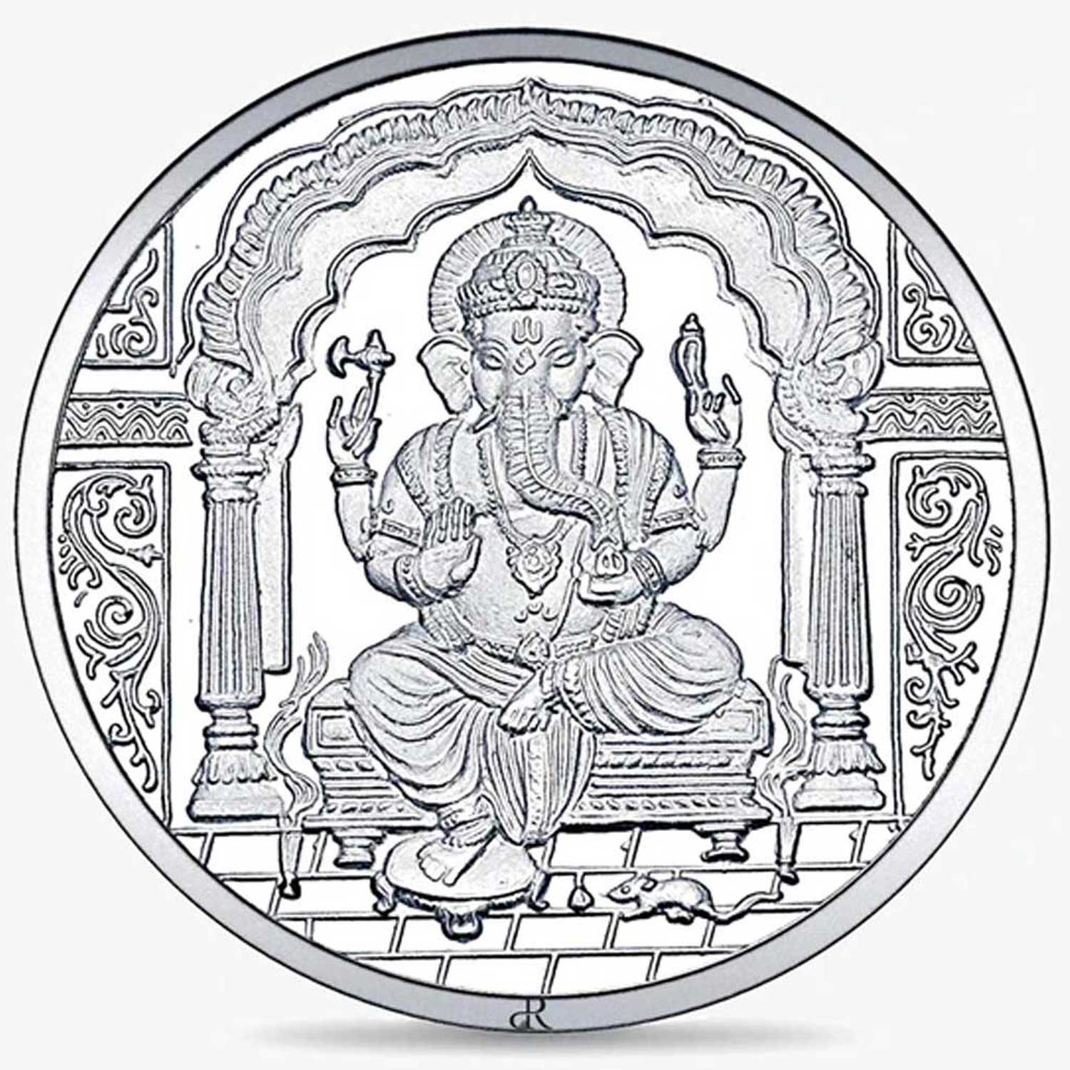 Pure Silver Coin 999 Embossed Ganesh