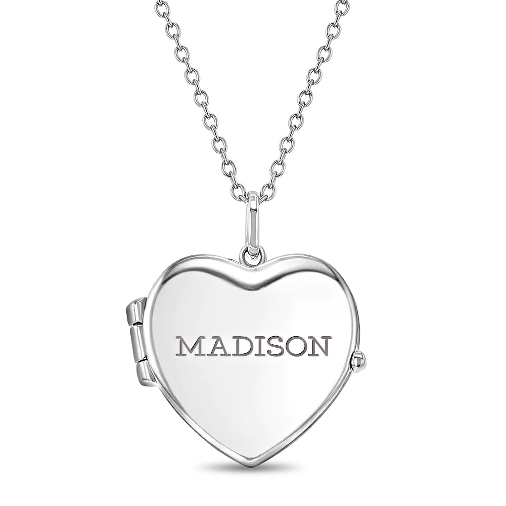 Heart Shaped Photo Locket Kids / Children's / Girls Locket/Necklace Personalized / Engravable - Sterling Silver