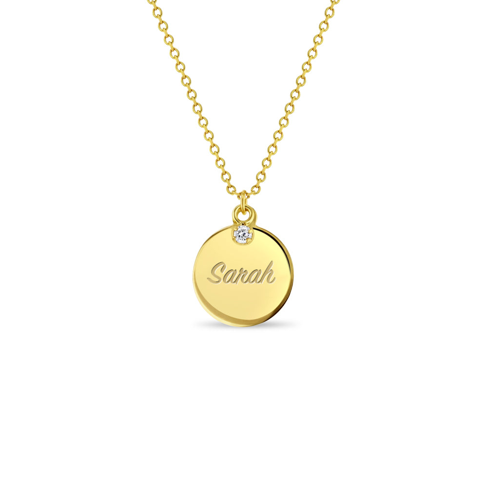 14k Gold Engraved Medal Women's Pendant/Necklace