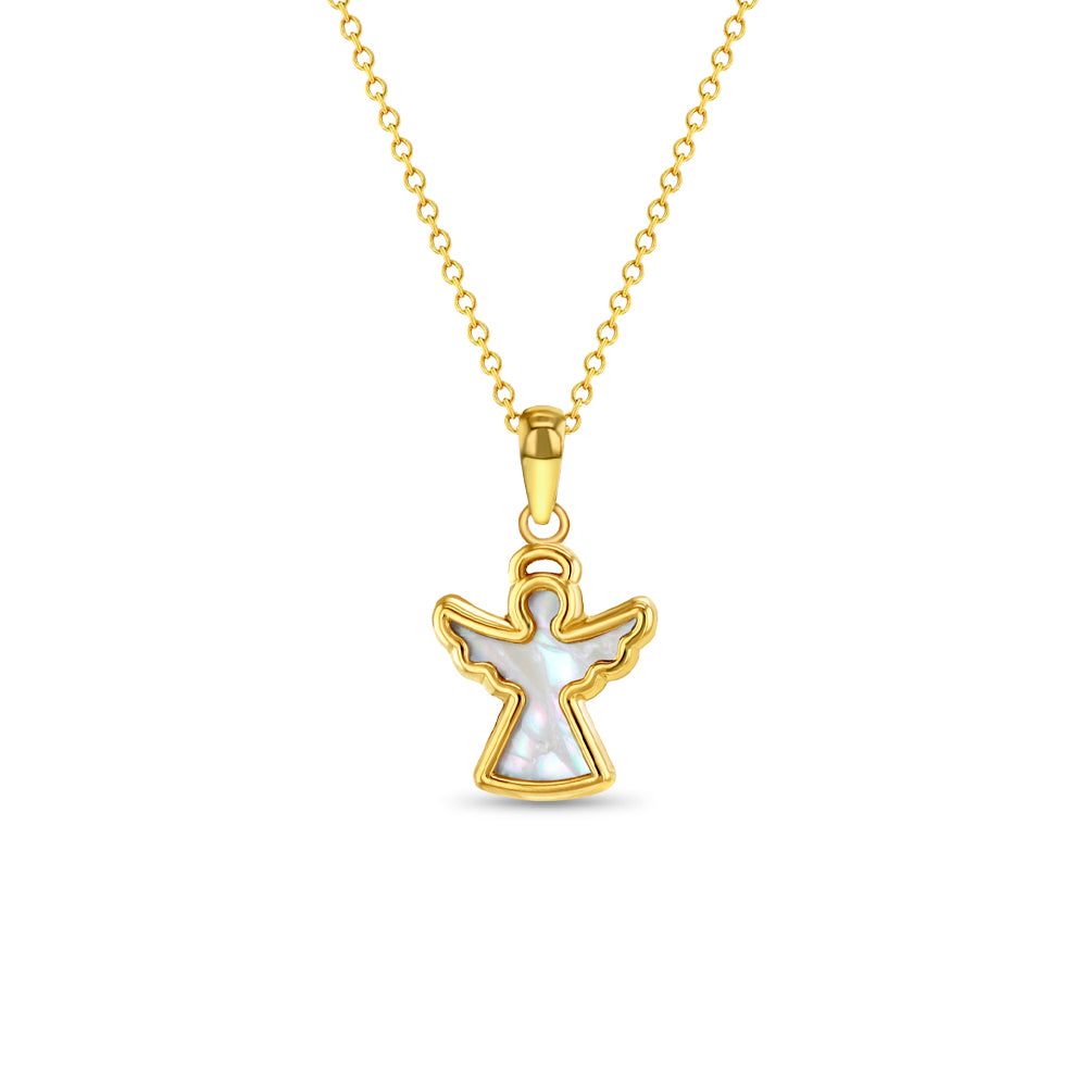 14k Gold Mother of Pearl Angel Kids / Children's / Girls Pendant/Necklace