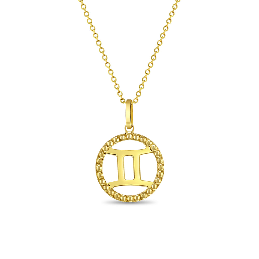 14k Gold Zodiac Coin Gemini Kids / Children's / Girls Pendant/Necklace