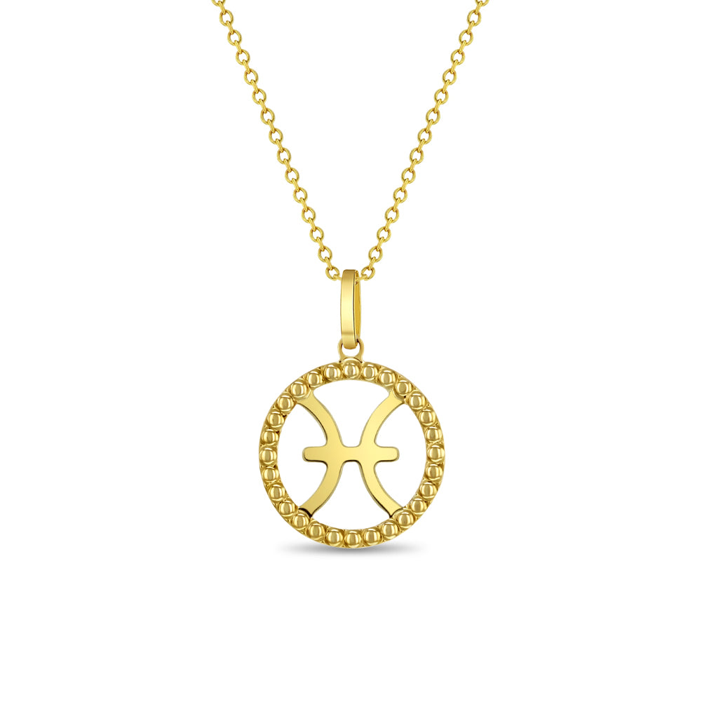 14k Gold Zodiac Coin Pisces Kids / Children's / Girls Pendant/Necklace