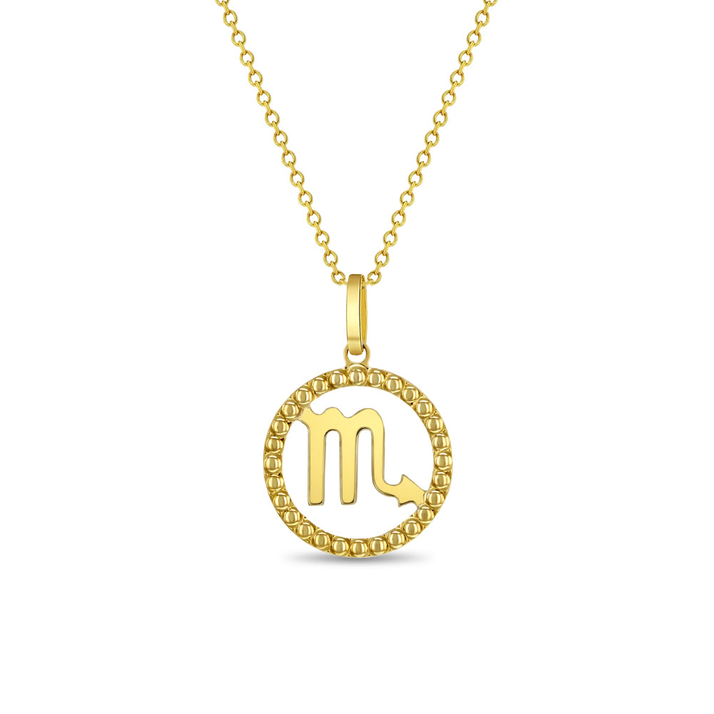 14k Gold Zodiac Coin Scorpio Kids / Children's / Girls Pendant/Necklace