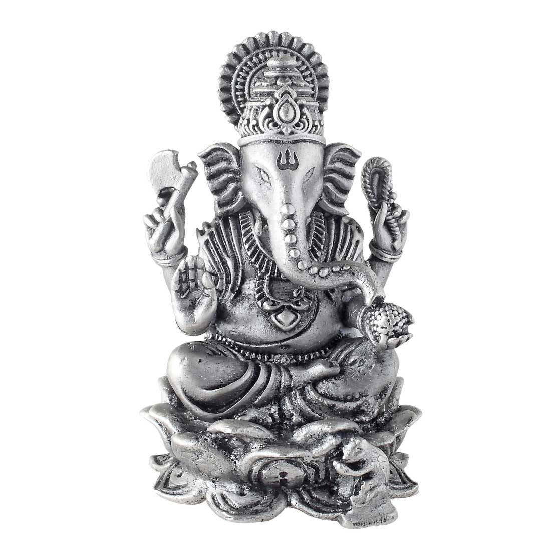 CaratCafe Silver Ganesh Back Om Mukut Idol for Car Dashboard