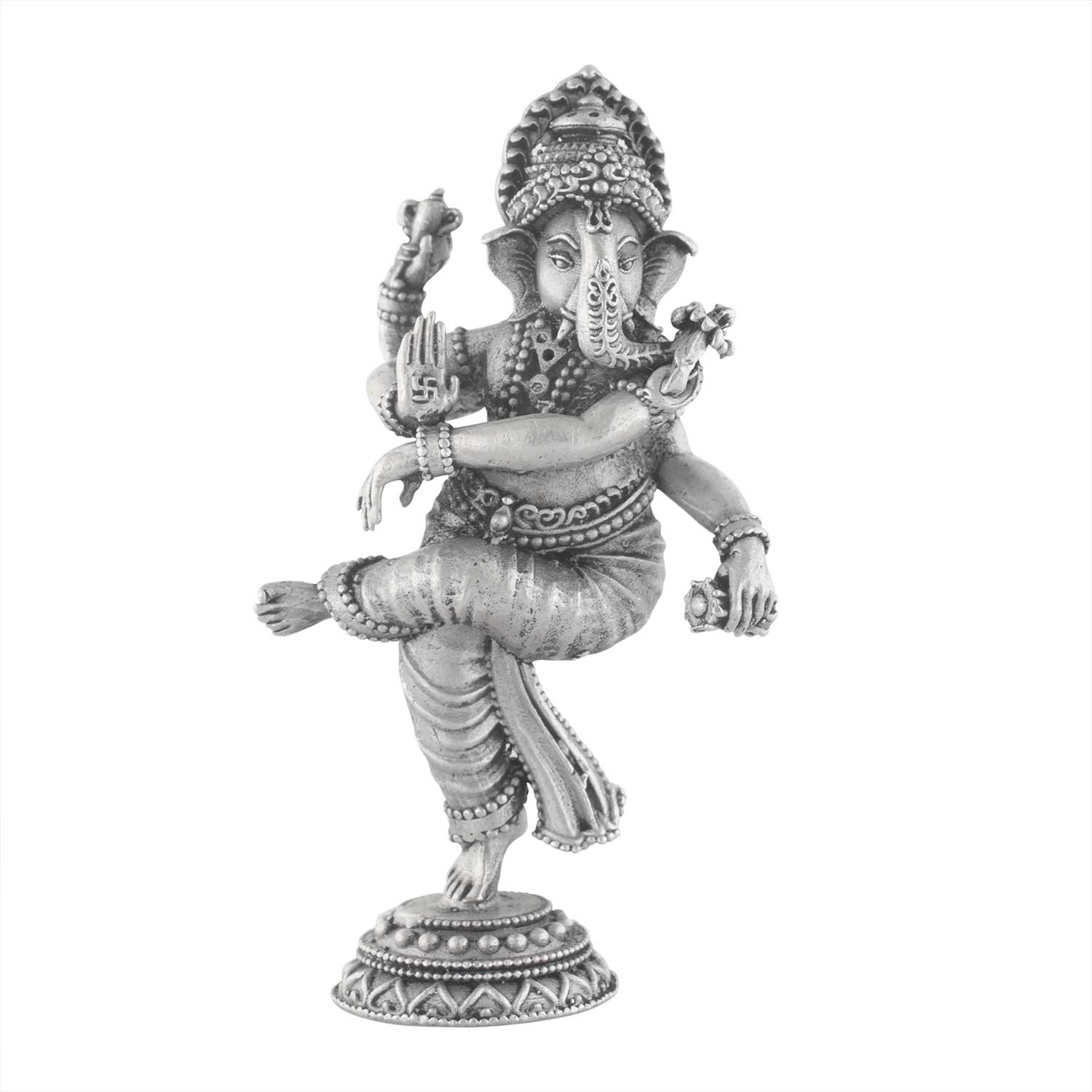 Silver Dancing Ganesh Murti