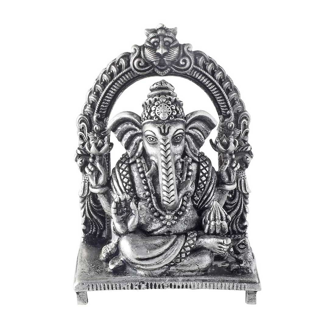 CaratCafe Silver Ganesh Idol for Car Dashboard in 925 Solid