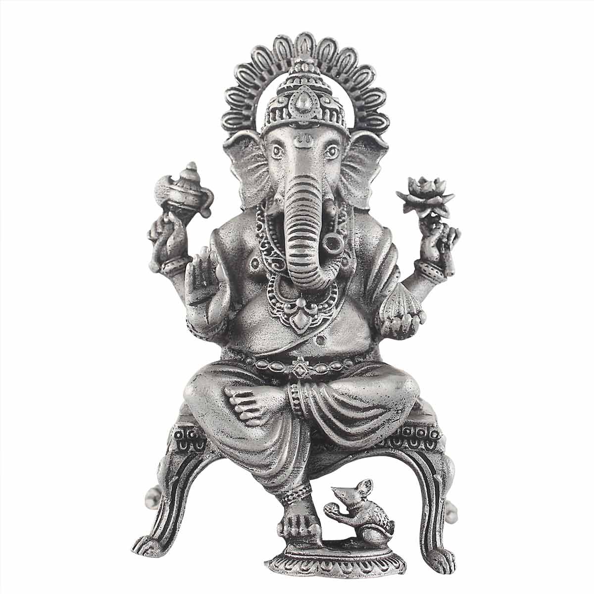 Silver Ganesh Murti On Patla for Diwali