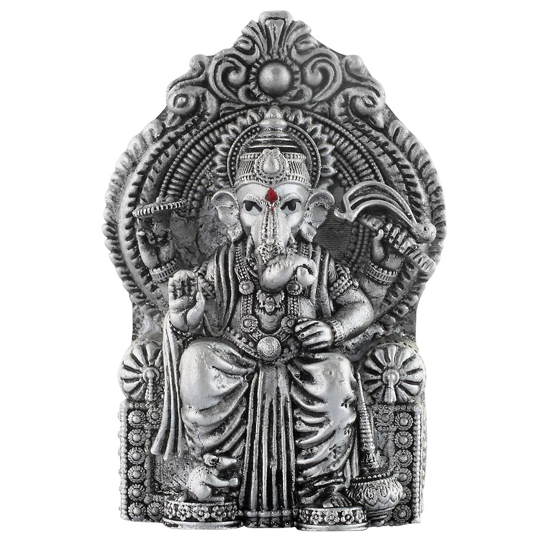Silver Ganesha Murti Lalbaug Raja Décor Statue