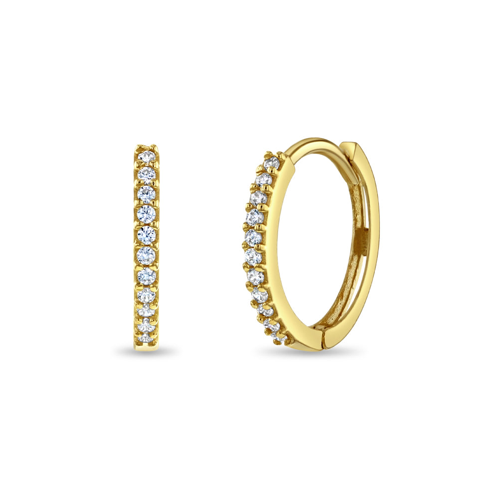 14k Gold Paved Hoop Women's Earrings