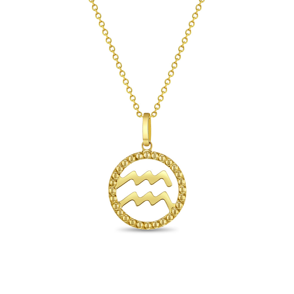 14k Gold Zodiac Coin Aquarius Kids / Children's / Girls Pendant/Necklace