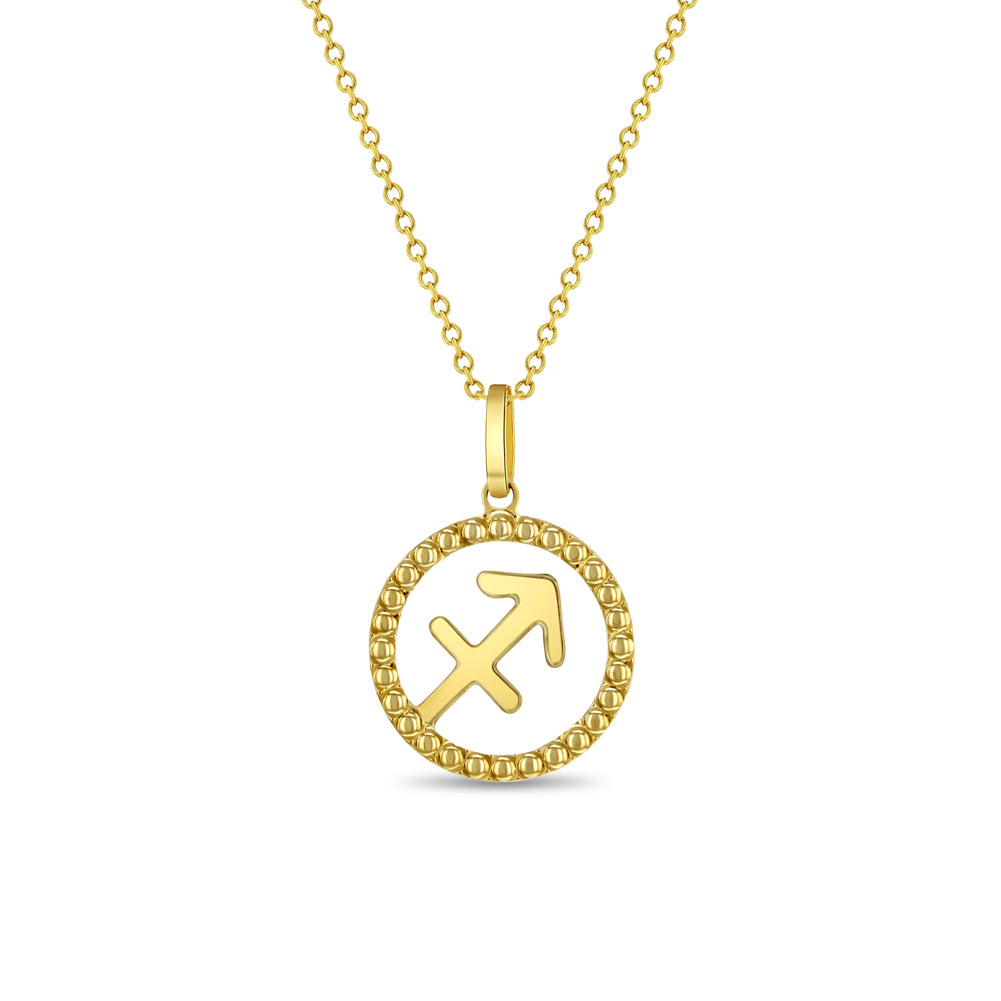 14k Gold Zodiac Coin Sagittarius Kids / Children's / Girls Pendant/Necklace
