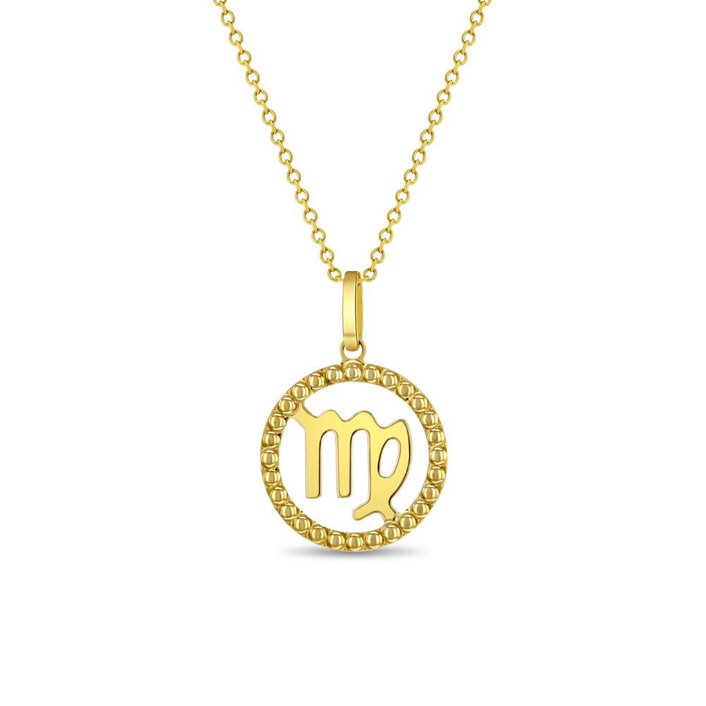 14k Gold Zodiac Coin Virgo Kids / Children's / Girls Pendant/Necklace